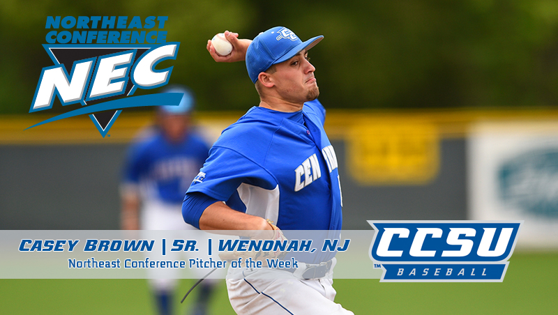 Casey Brown Named NEC Baseball Pitcher of the Week