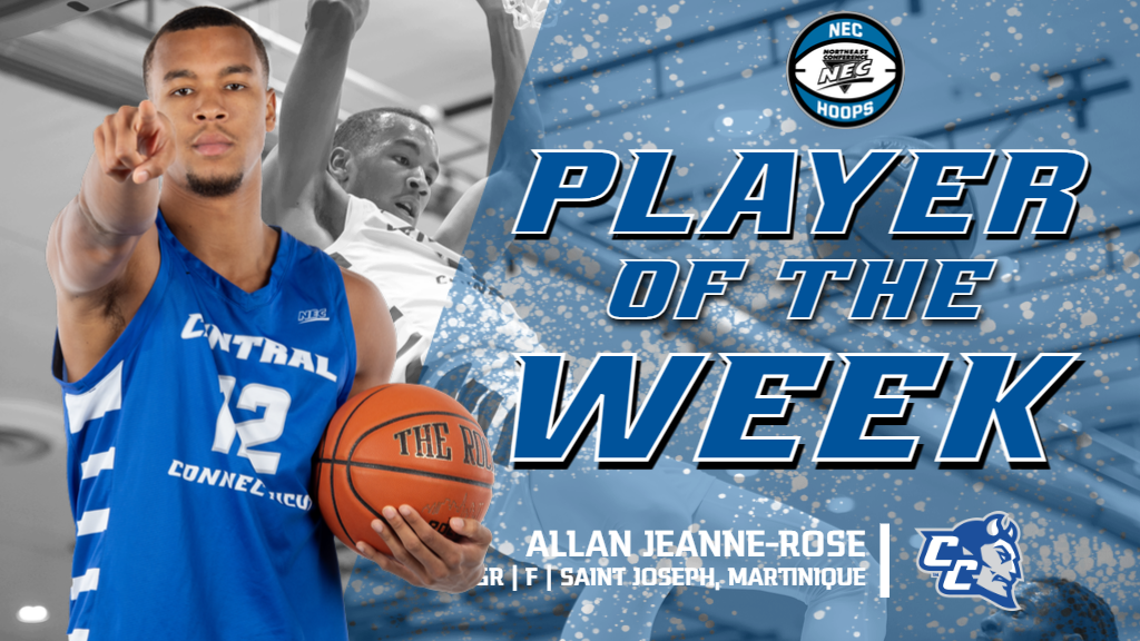 Allan Jeanne-Rose was tabbed the NEC Player of the Week after averaging 24 points per game in leading the Blue Devils to the top of the league standings. (Photo: Steve McLaughlin)