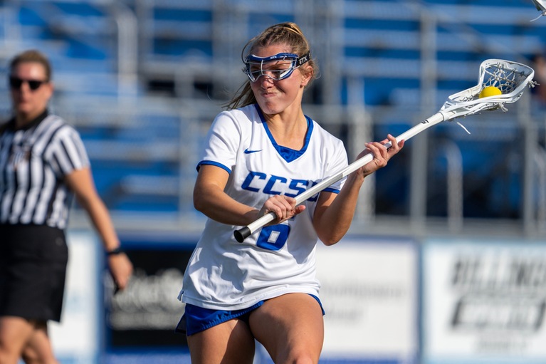 Talie Richardson had 10 draw controls, along with a goal and two assists, Saturday at Delaware State. (Credit: Steve McLaughlin)