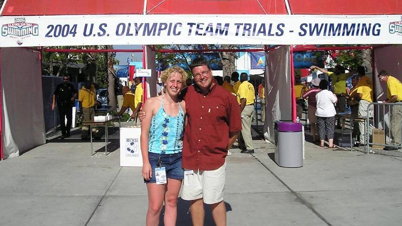 Repass at the Olympic Trials with head coach Bill Ball