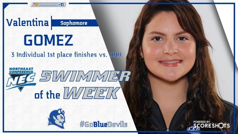 Sophomore Valentina Gomez Named NEC Swimmer of the Week