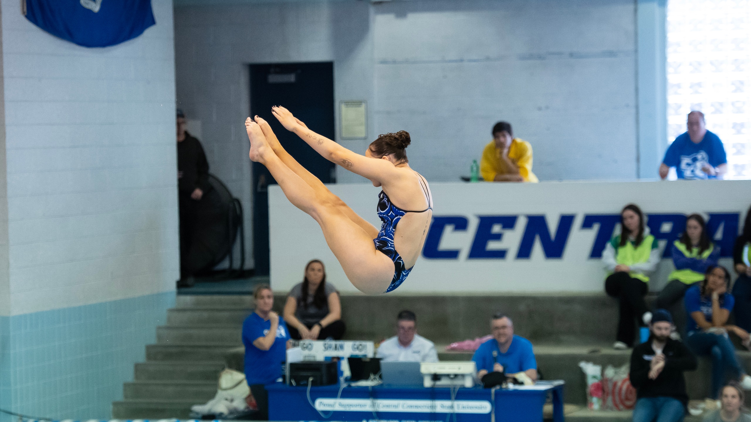 Zoe Baker placed third and fifth in the 2023-24 debut or the CCSU divers at the Fairfield Invitational. (Photo: Steve McLaughlin)