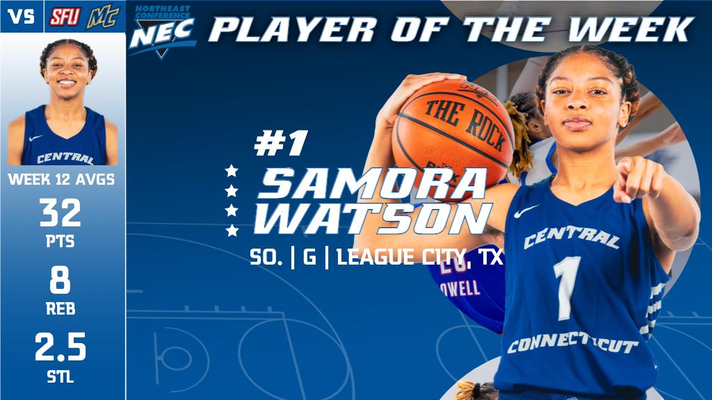 Samora Watson Named Conference Player of The Week After Two Massive NEC Performances