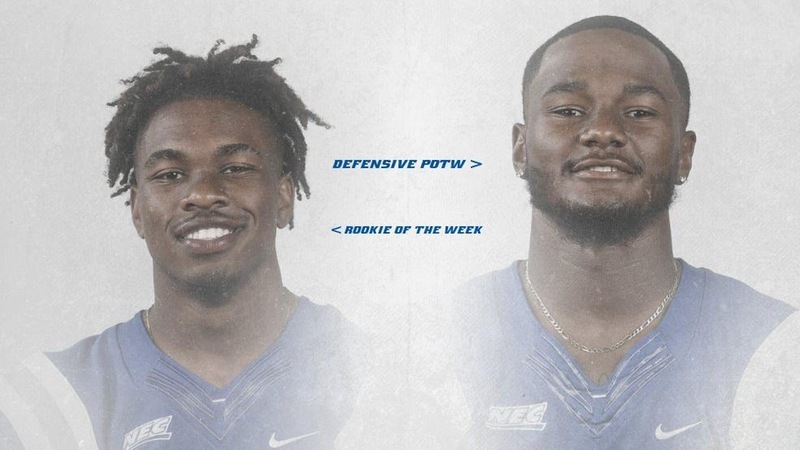 Lawson, Huston Earn Northeast Conference Weekly Football Honors