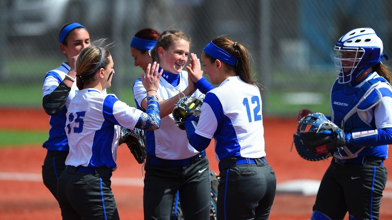 Softball Stuns Mount 11-1 in Five Innings, Falls Short in Game One Friday