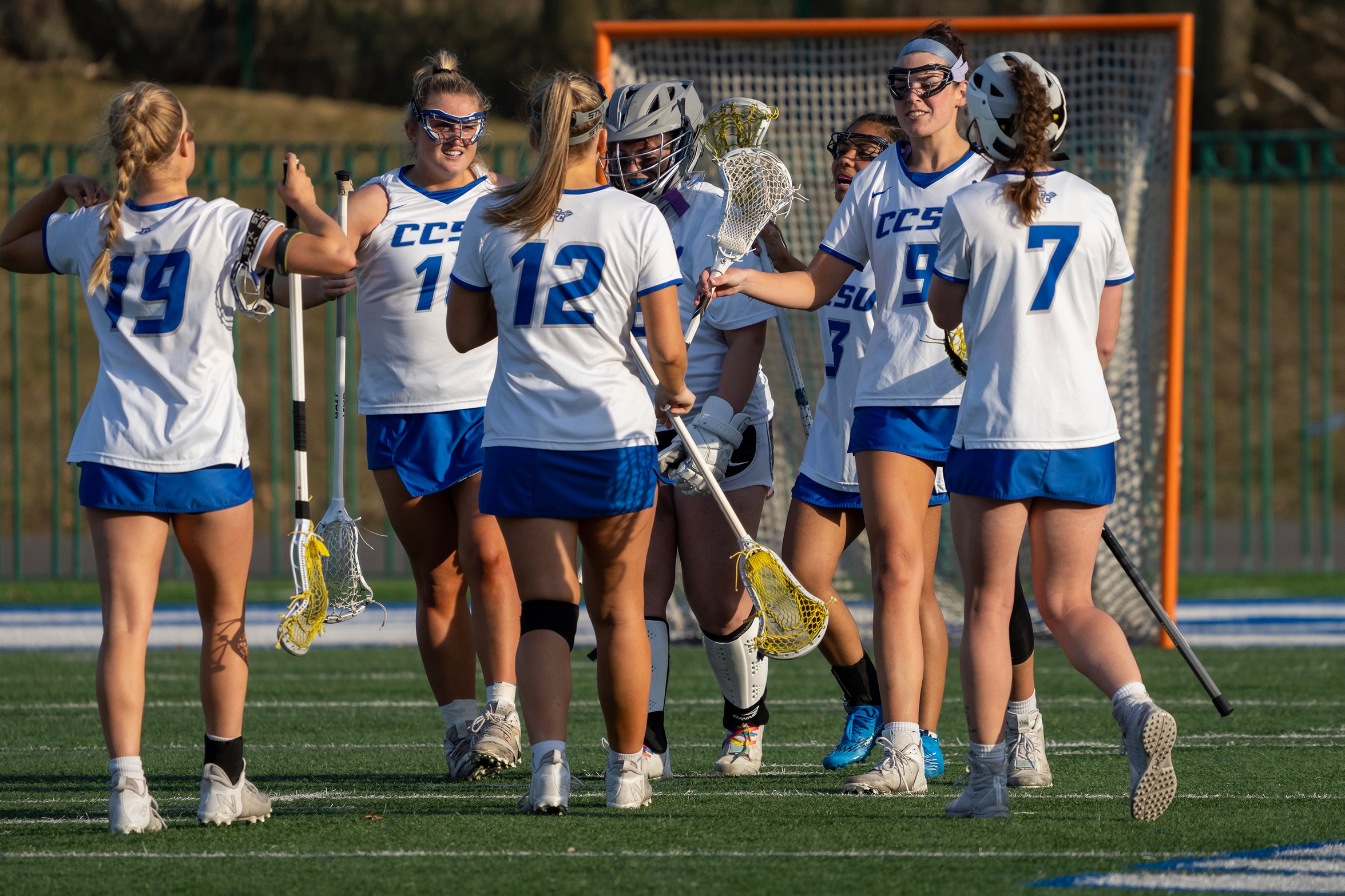 Madison Cowdin had 10 draw controls and 10 players scored at least once as the Blue Devils earned a home win over Hartford, April 4, 2023. (Photo: Steve McLaughlin)