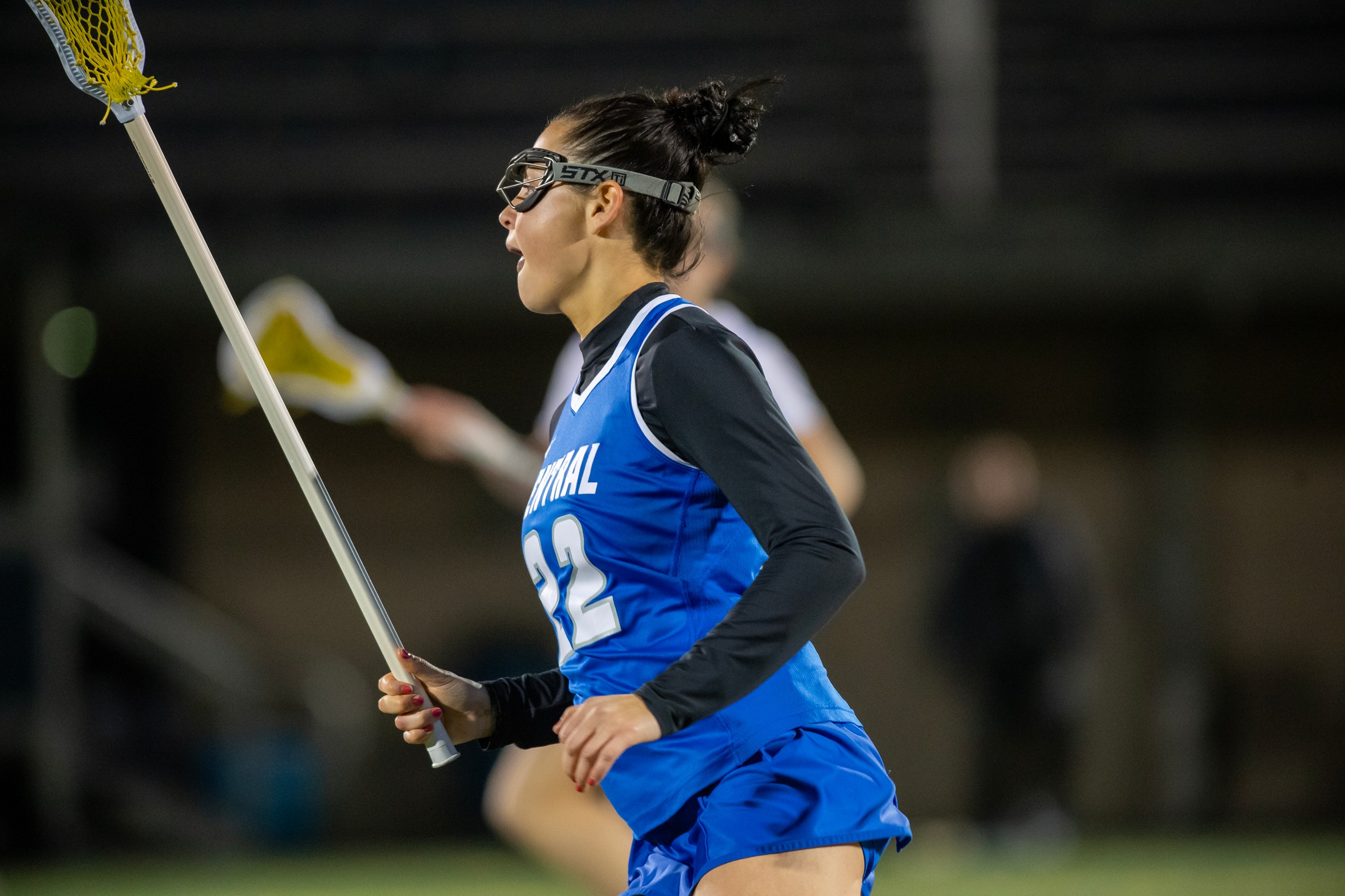 Lauren Valluzzi tallied nine points, on five goals and four assists (all career-highs) to lead the Blue Devils over FDU on Saturday, April 8, 2023. (Photo: Steve McLaughlin)