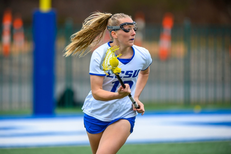 Jill Levis picked up five ground balls and caused three turnovers, both game-highs, for the Blue Devils at Saint Francis on Saturday. (Photo: Steve McLaughlin)