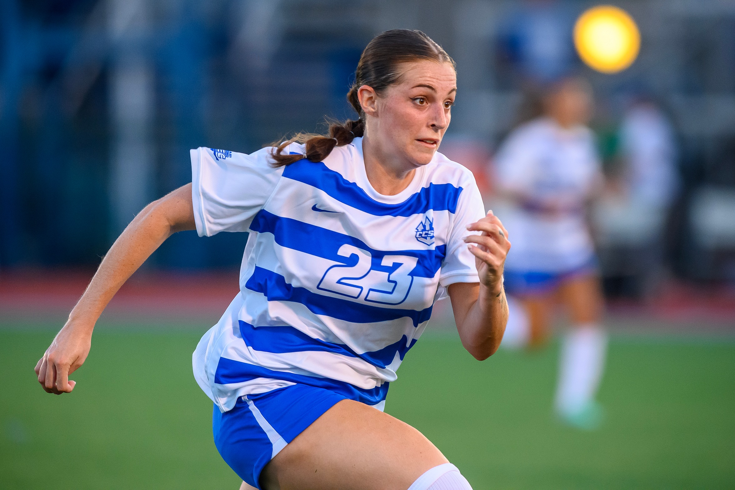 Abbie Burgess scored for the Blue Devils in the NEC opener at LIU on Sunday. (Photo: Steve McLaughlin)