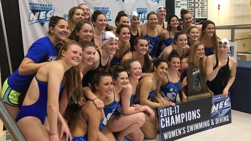 Swimming and Diving Wins Third Straight NEC Championship