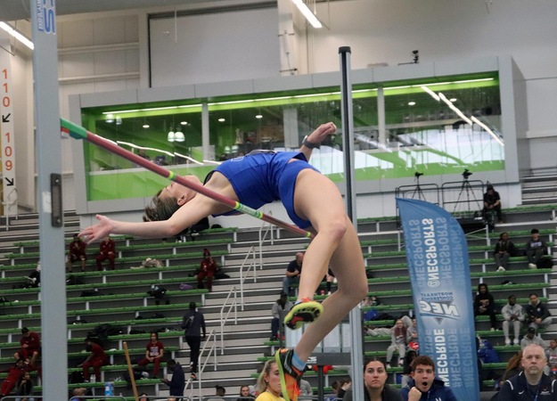 Alissa Hurd won the NEC Indoor high jump title on Sunday, February 19, at Ocean Breeze in Staten Island, NY. (Photo: Drew Mals)