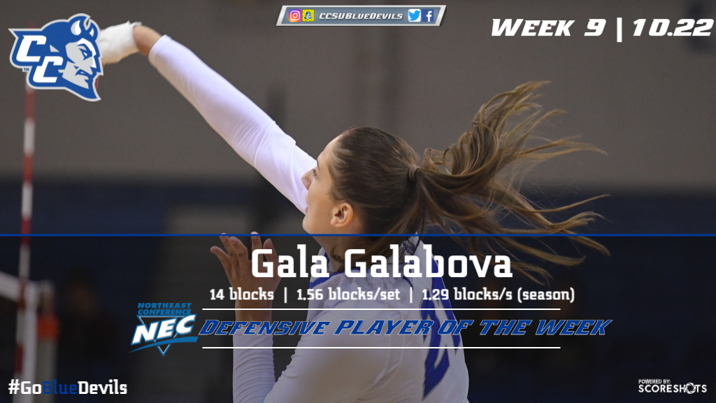 Galabova Named Molten/NEC Volleyball Defensive Player of the Week