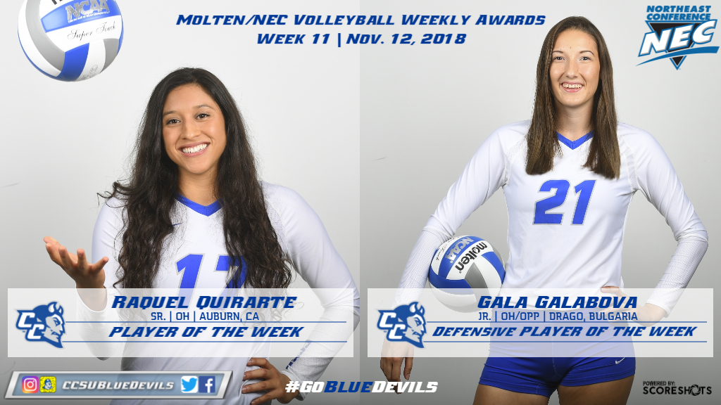 Quirarte, Galabova Earn Molten/NEC Volleyball Weekly Honors