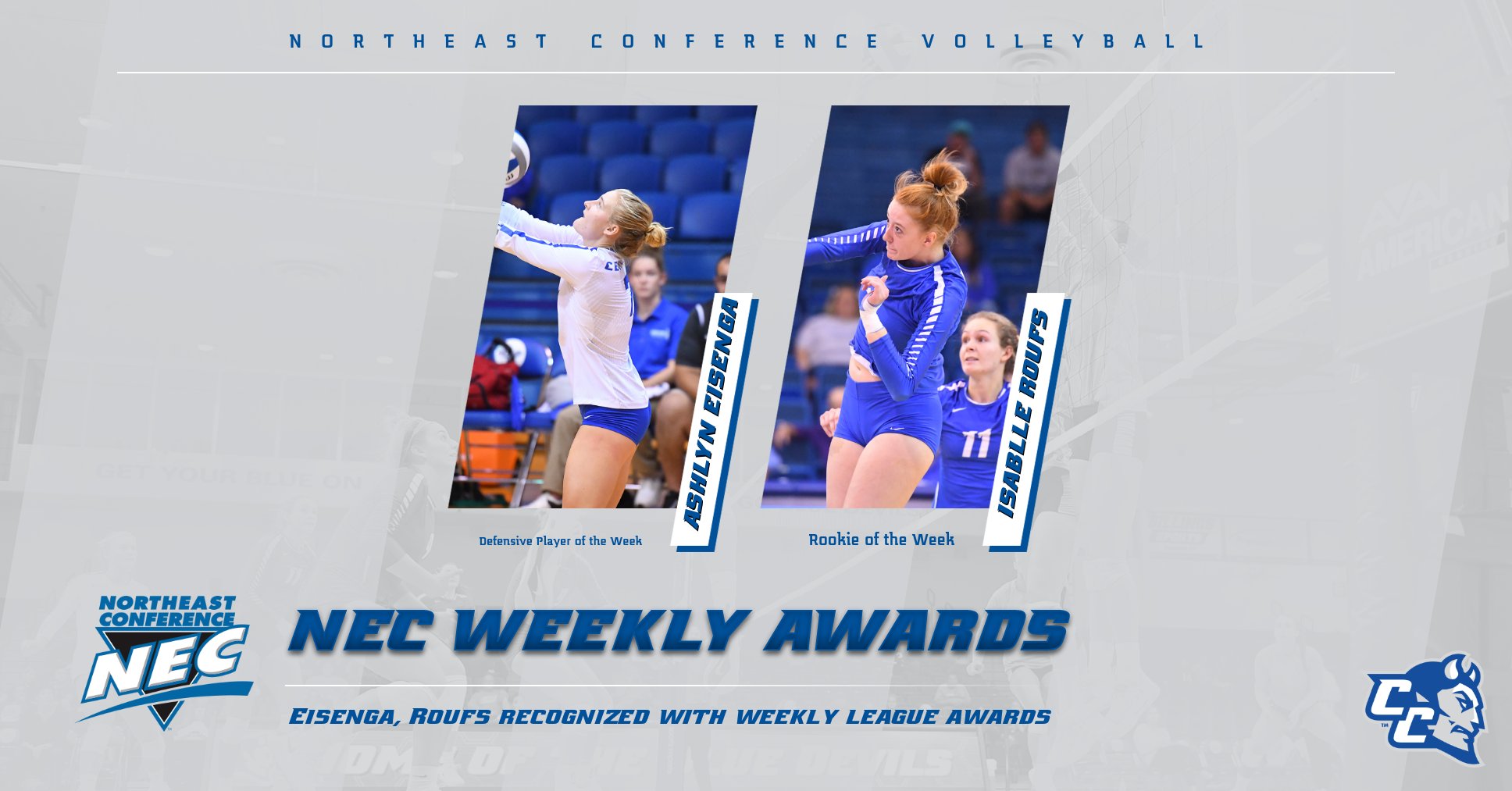 Eisenga, Roufs Earn NEC Volleyball Weekly Awards